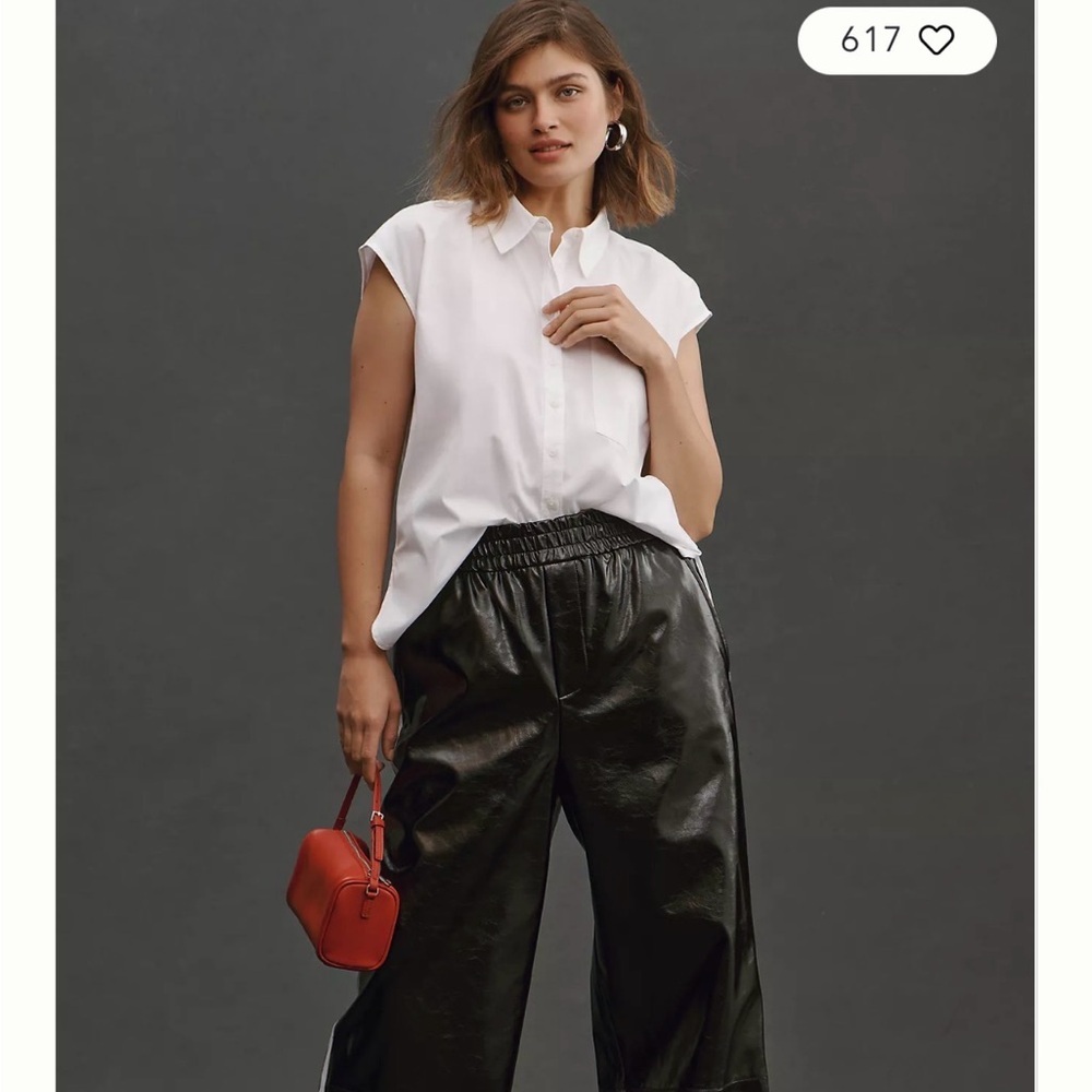 Maeve The Bennet Buttondown White Muscle Tank Shirt, Small - Picture 2 of 13